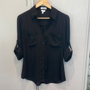 Black Express Portofino Button Up Shirt Size Medium Slim